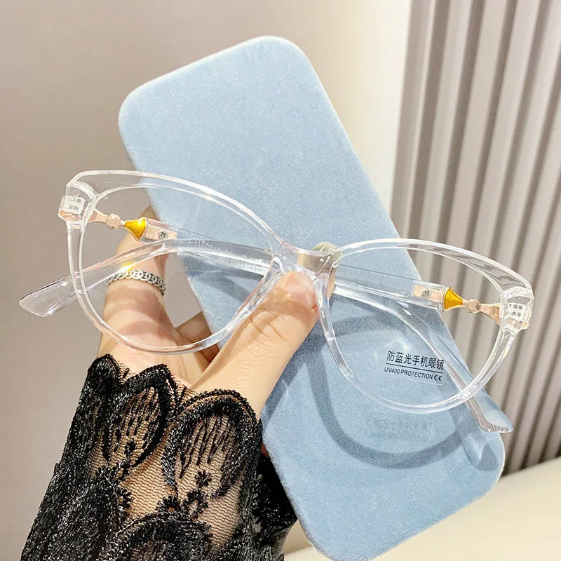 2024 New 3 in 1 Progressive Multifocal Reading Glasses Fashion Women Anti-blue Eyeglasses Easy To Look Far and Near -1.0 To +4.0