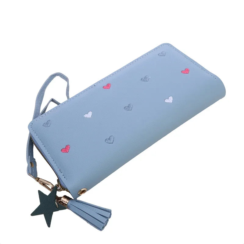 Women Long Wallets Purses Luxury Love Heart Wallets for Ladies Girl Money  Pocket Card Holder Female Wallets Phone Clutch Bag