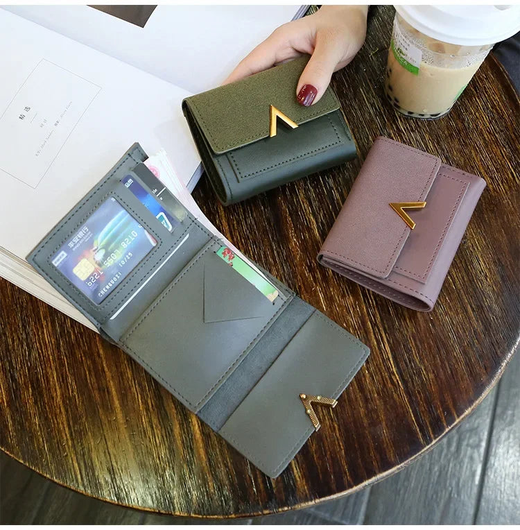 Leather New Women Purse Small Short Leather Wallet Luxury Brand Mini Female Fashion Wallets And Purse Credit Card Holder