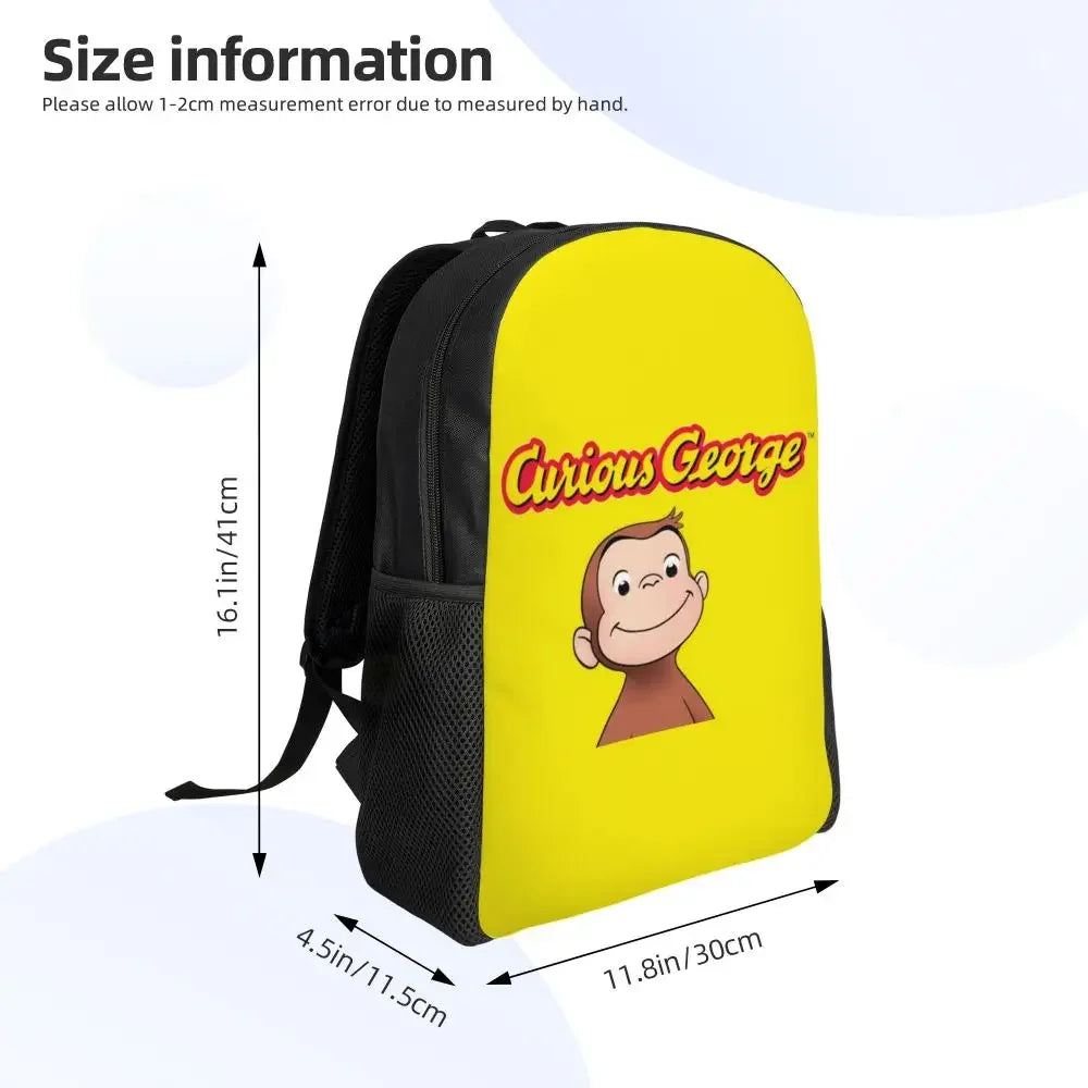 Customized Curious George Backpacks Women Men Casual Bookbag for School College Monkey Bags