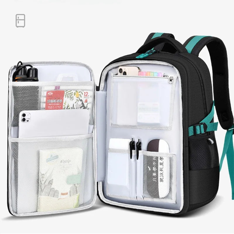 Boys Backpack Large Capacity Refrigerator Open Door Waterproof Backpack School Bag for Primary and Secondary School Students