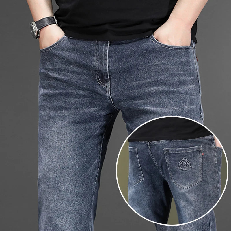 Elastic Loose Plus Size Denim Men Long Jeans Fashionable Oversized Business Casual Big New Arrivals High Quality All Seasons