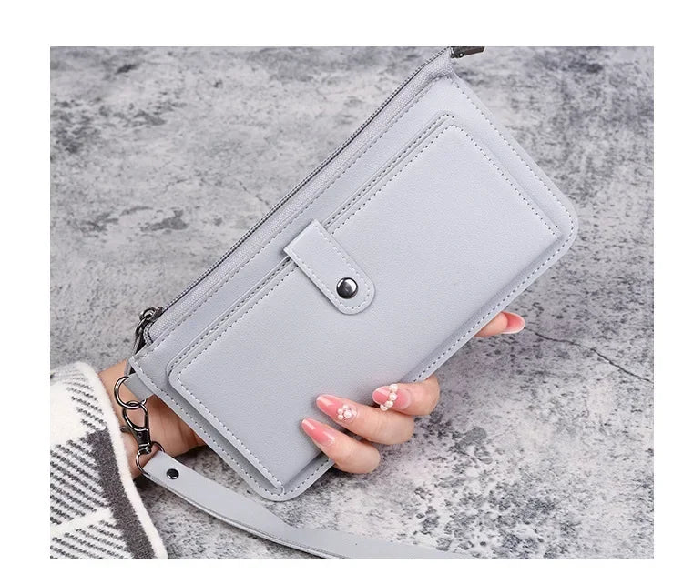 Long Zipper Wallets Coin Cluth Purses Leather Long Wallets Women's Luxury Female Wallet Mini Credit Card Holder Money Bag