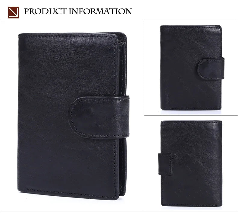 New Men Wallet Cowhide Genuine Leather Wallets Coin Purse Clutch Hasp Open Top Quality Retro Short Wallet