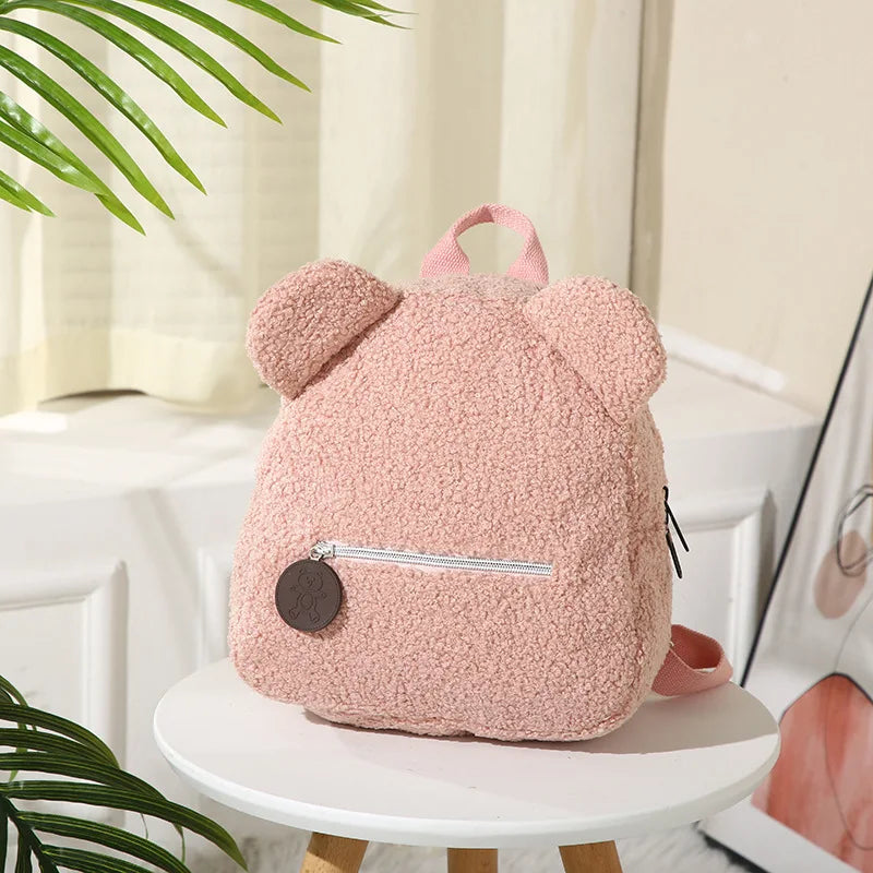 Personalised Womens Girls Cute Bear Pattern Backpack Plush Toddler Backpack for girls Custom Name Small Casual Shoulder Daypack