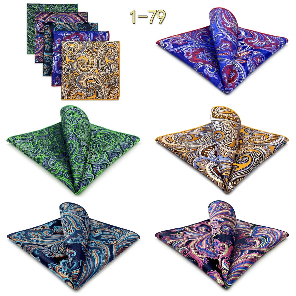 5 Pieces Mens Pocket Squares Wedding Handkerchiefs Set Fashion Formal Bundle Luxury Unique