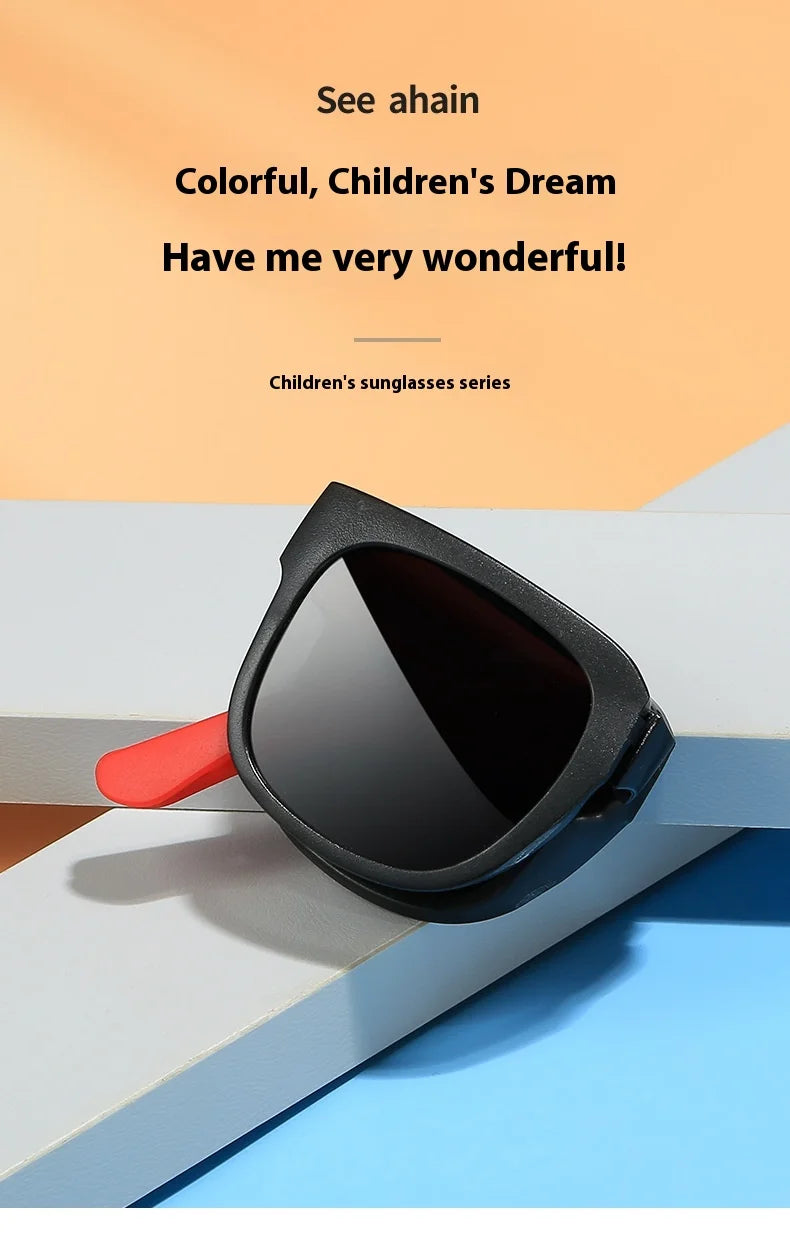 Folding Fashionable UV Resistant Baby Sunglasses New Box Art Children's Glasses Trend