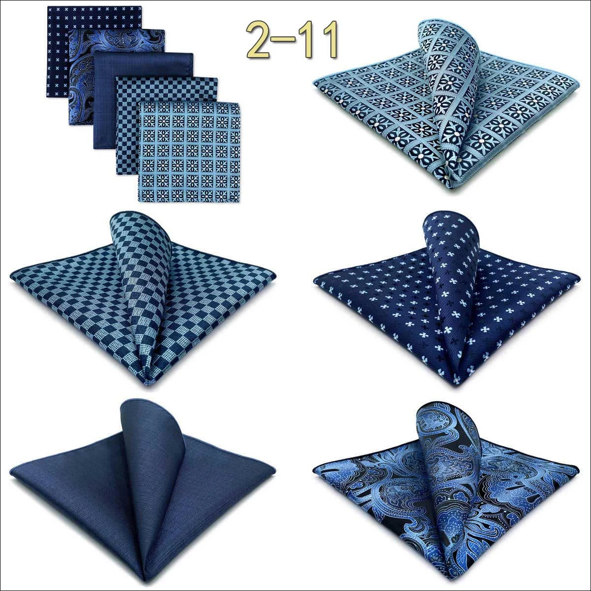 5 Pieces Mens Pocket Squares Wedding Handkerchiefs Set Fashion Formal Bundle Luxury Unique