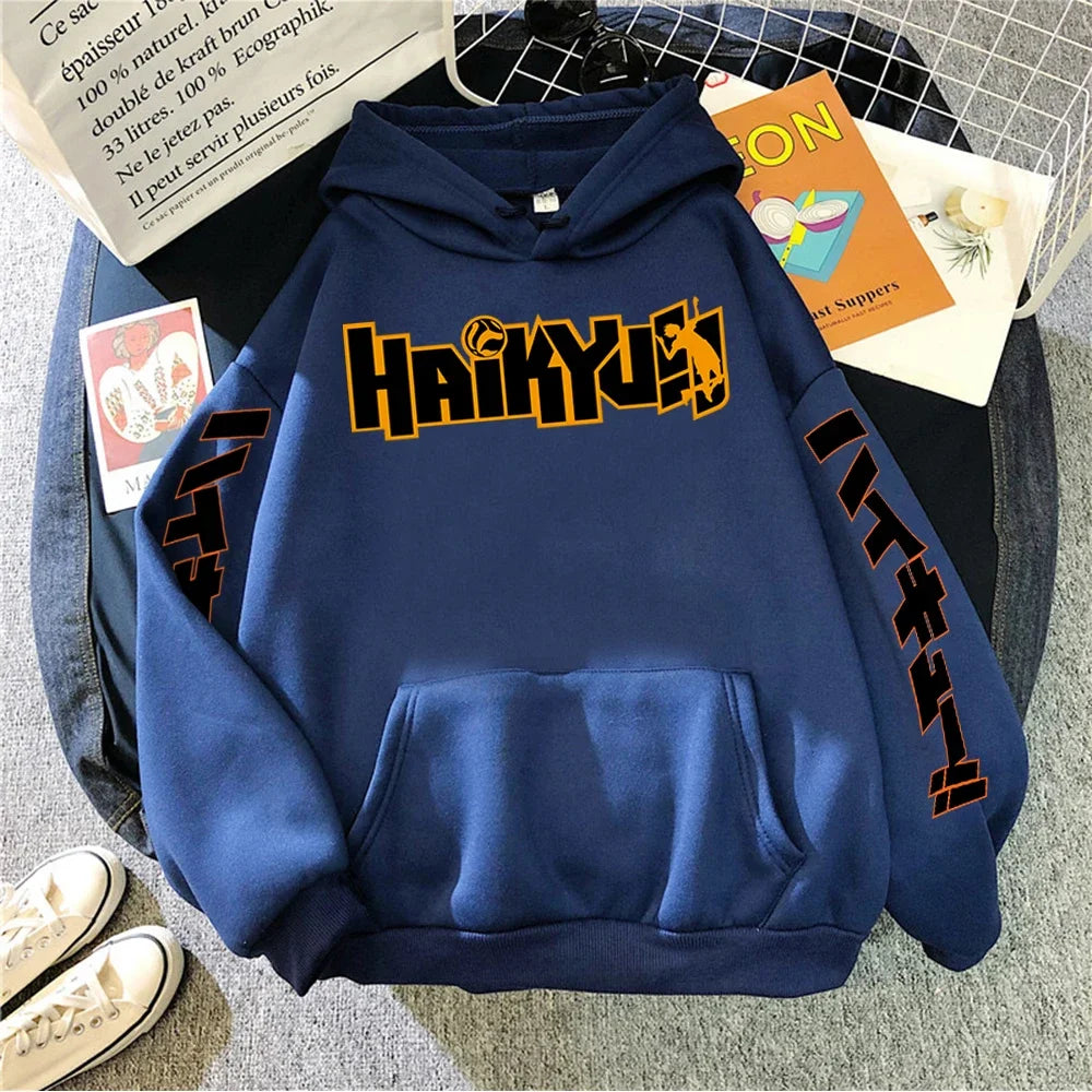 Japan Anime Haikyuu Manga Prints Hoodies Mens New Fashion Hoody Hip Hop Fleece Sweatshirts Crewneck Pullovers Cute Clothing Man