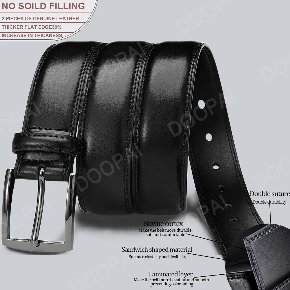 Men Belts High Quality Genuine Leather LONG Large Pin Buckle Metal Automatic Buckle Male Belts Strap Male