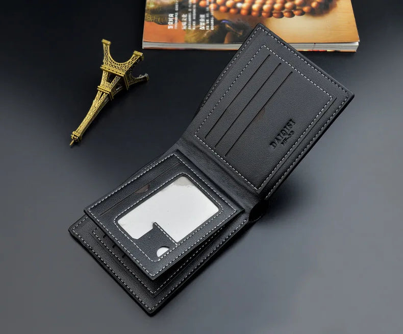 New Men's Wallet Money Bag PU Leather Business Short Wallet Vintage Soft Purse Multi-card Holder Portefeuille Homme Billetera