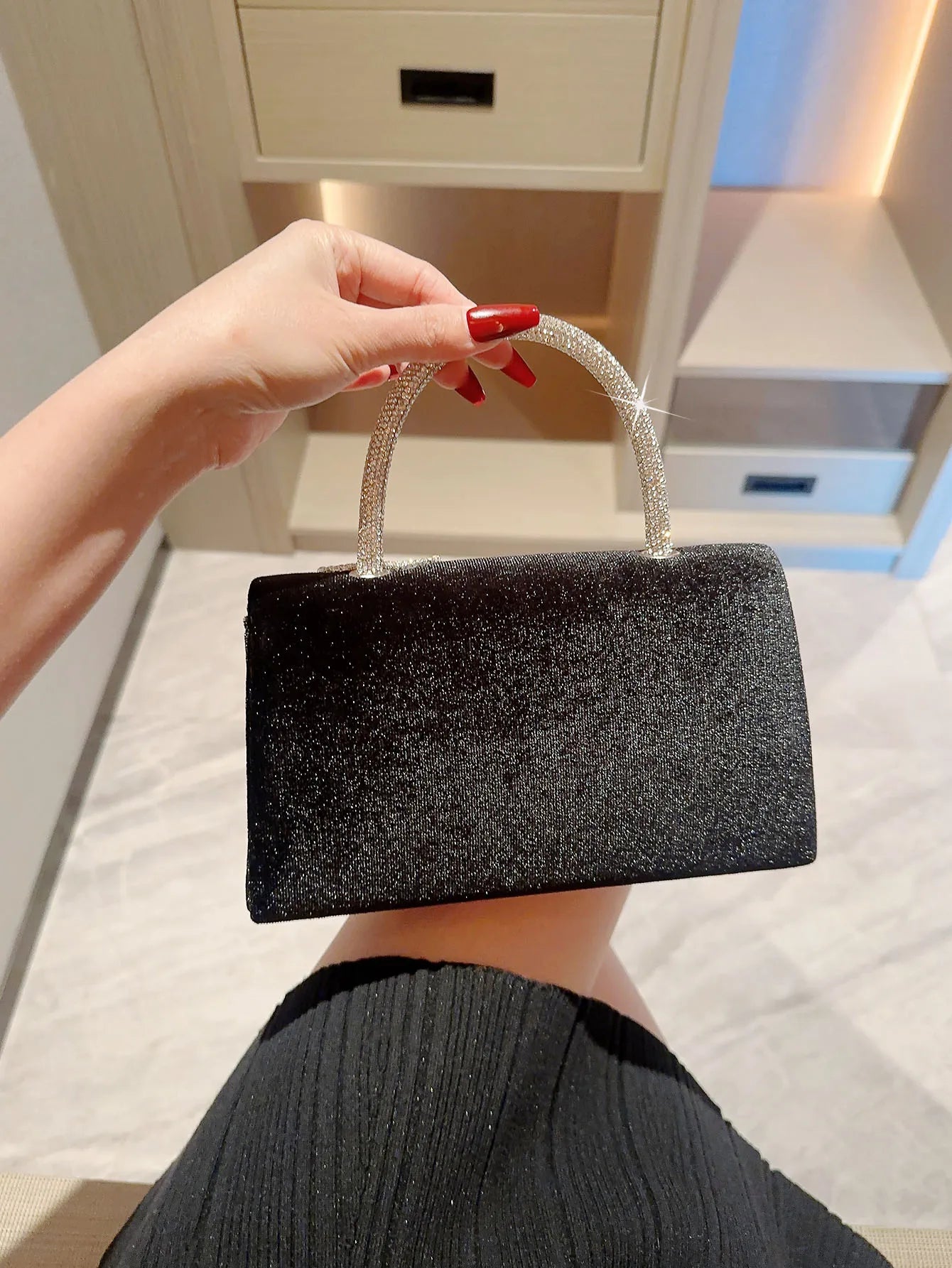 Lady Autumn Winter Vintage Velvet Flap Evening Bag Dress Tassel Handbag Banquet Bag Prom Bag Party Bag Tote Chain Bag Bridal Bag Cocktail Handbag