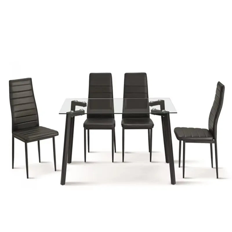 Rectangular Tempered Glass Top Dining Room Sets with 1 Chairs for Home Kitchen Furniture