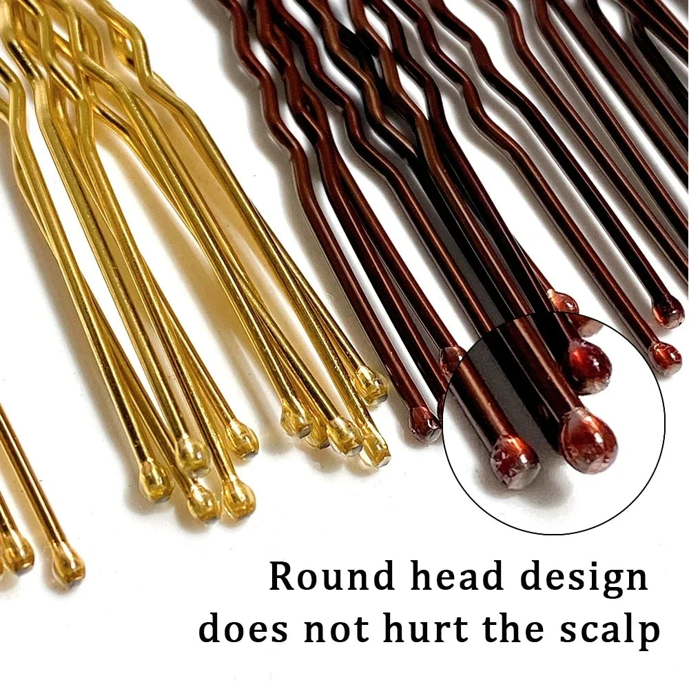 50pcs Women Girls U Shaped Hairpins For Bun Metal Hairdressing Bobby Bridal Pin Barrette Salon Hair Styling Tools U Clips 5cm