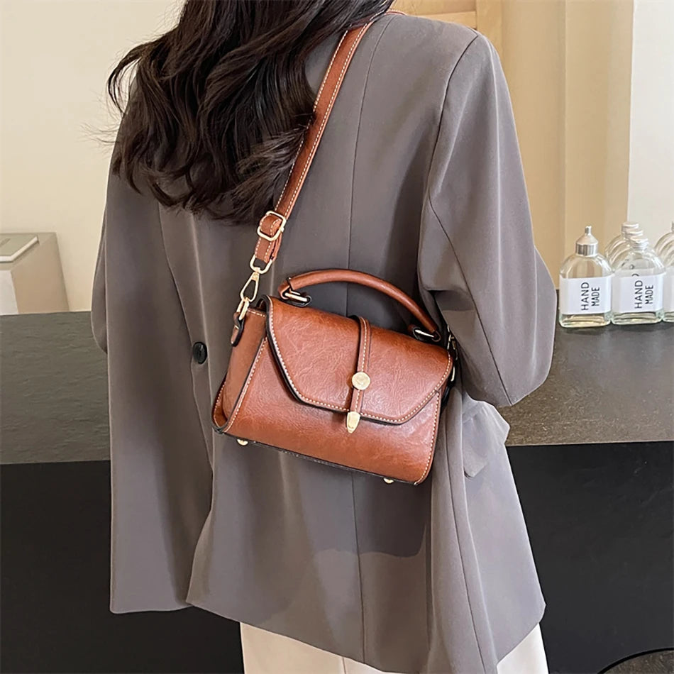 New High Quality Cowhide Women's Handbag Fashionable Casual Female Shoulder Bags Luxury Designer Girls Diagonal Straddle Bag Sac