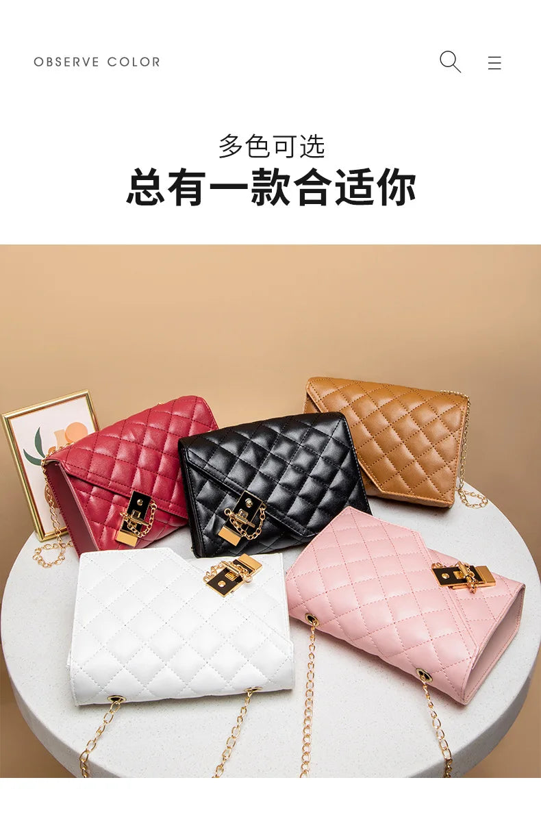 2023 New Flap Crossbody Bags Small Square Women Shoulder Bag Plaid Pu Leather Designer Handbags Chain Lady Women's Bag