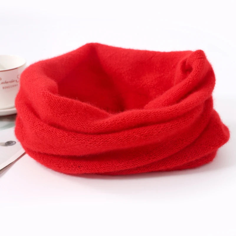 100% Pure Wool Ring Scarf Hollow Out Neckerchief Women Knitted Luxury Cashmere Headband Female Neck Warmer Soft Fake Collar