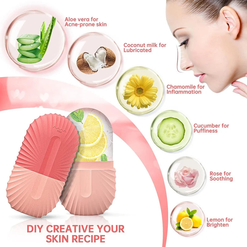 Ice Face Roller Ice Cube Beauty Massage Silicone Ice Mold For Eye Puffiness Ice Facial Roller Shrink Pores