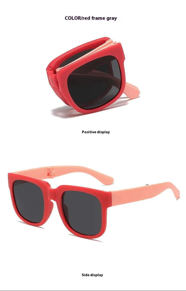 Folding Fashionable UV Resistant Baby Sunglasses New Box Art Children's Glasses Trend