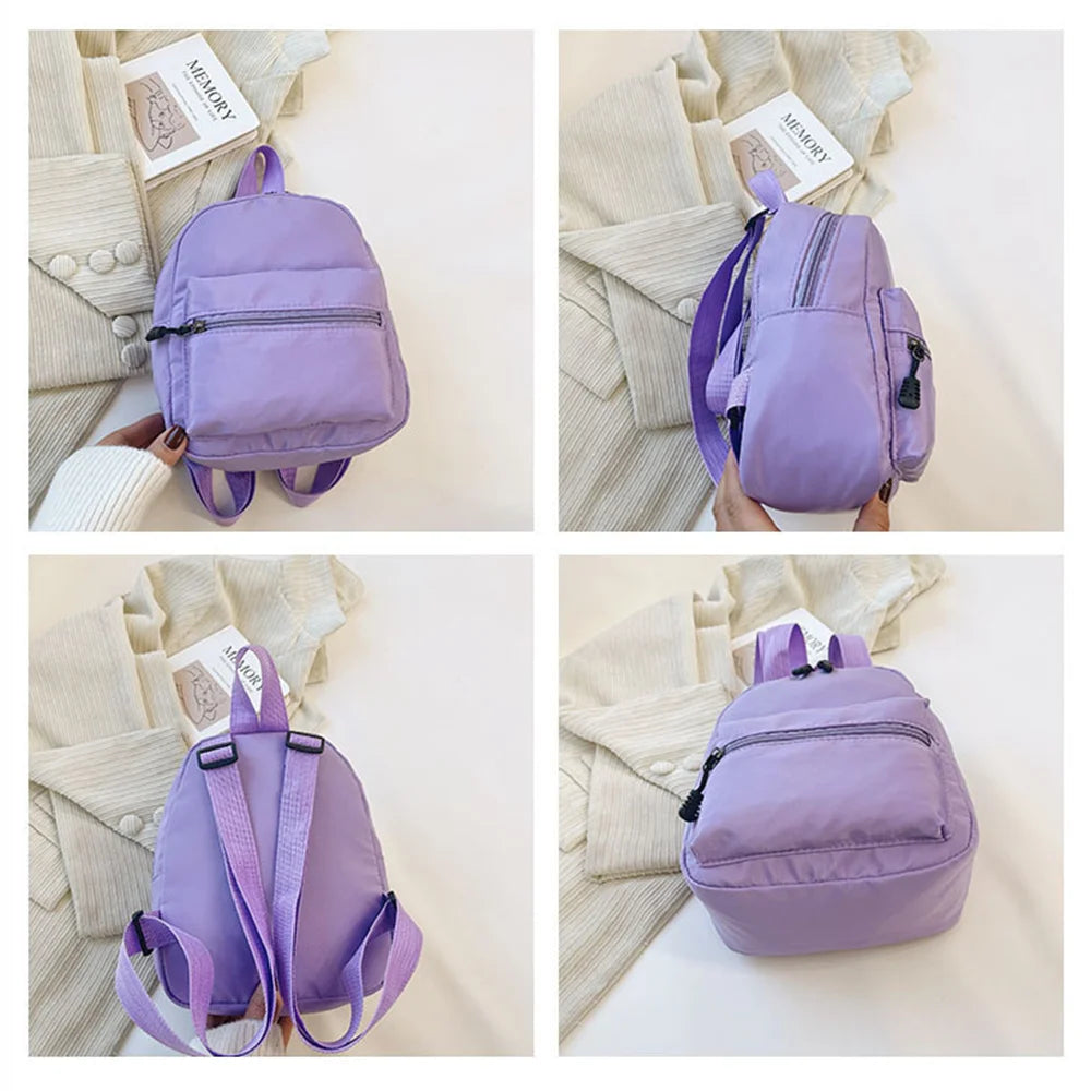 Korea-Style Women'S Backpack Things For Girls School Backpack Fashion Solid Color Simple Casual Traveling Large Capacity Bag