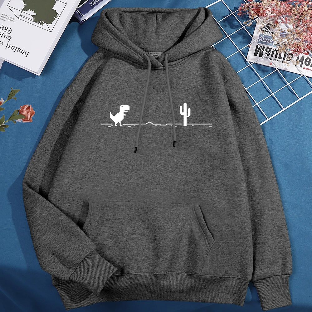 Sweat à capuche pour homme et femme, motif petit dinosaure, dysfonctionnement du réseau, nouveau, épais, mignon, avec poche, automne, chaud, col rond