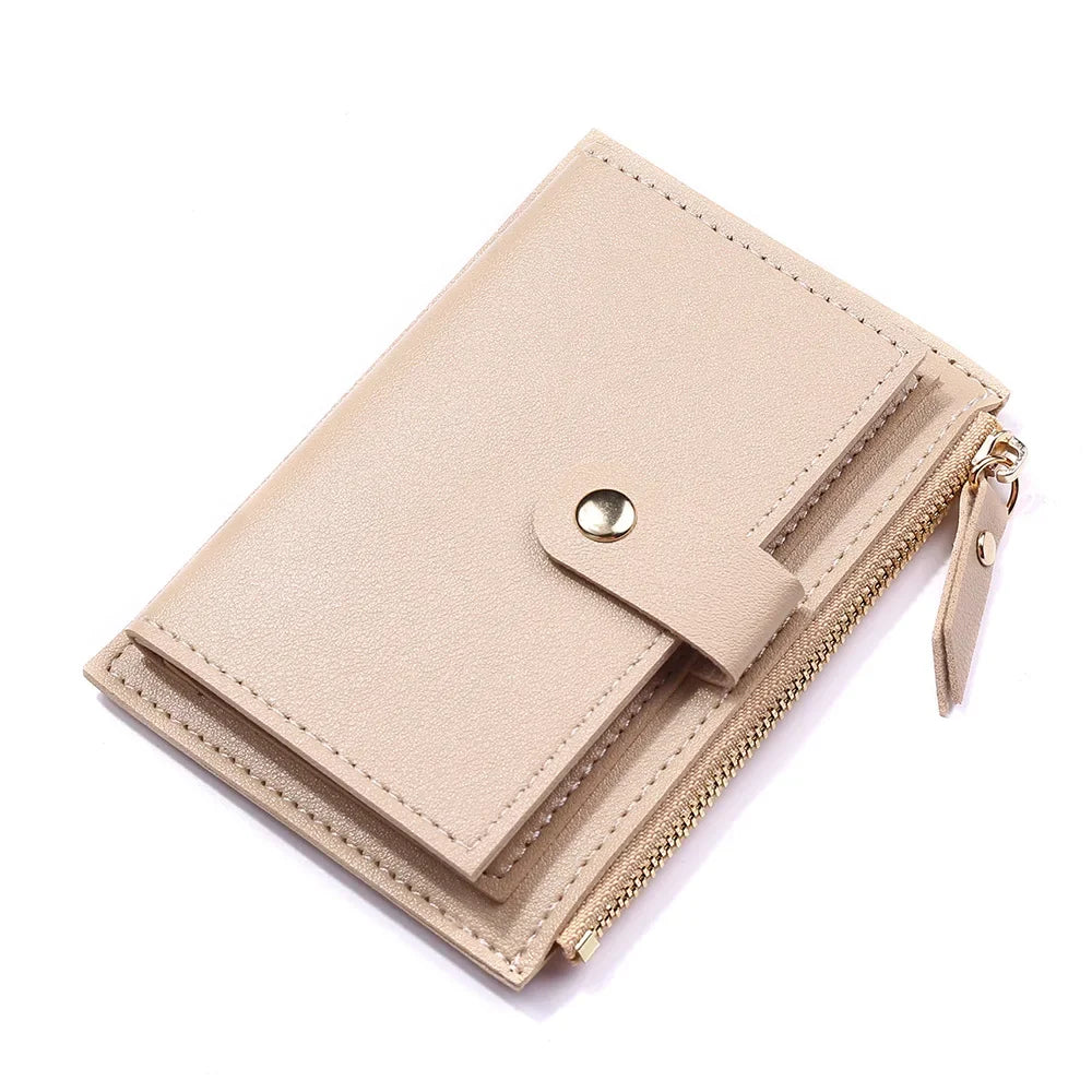 Women Fashion Small Wallet Purse Solid Color PU Leather Mini Coin Purse Wallet Credit Card Holder Bags Zipper Coin Purse