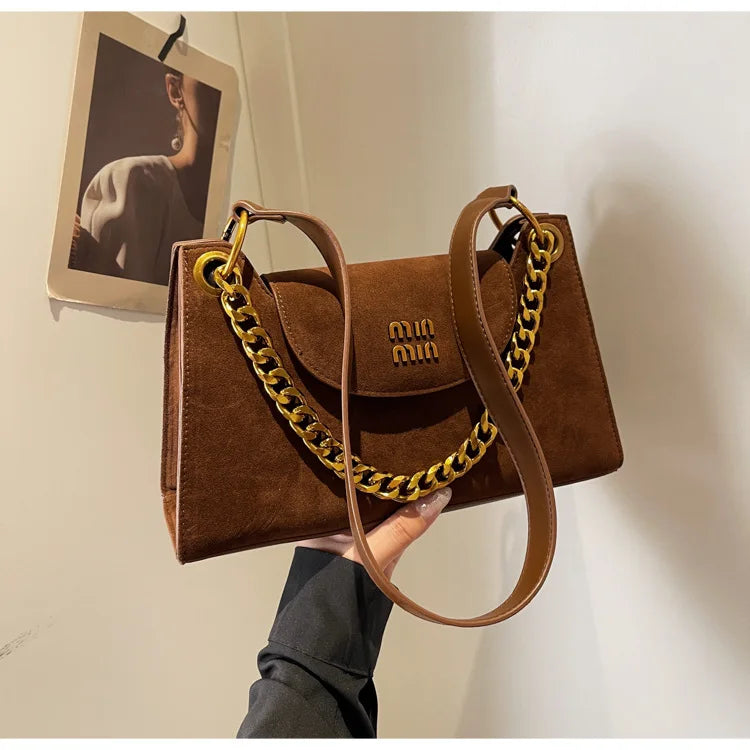 Metal Letter Designer Brand Handbags Top Handle Luxury Shoulder Bags Solid Color Elegant Crossbody Bags Fashion Bags For Women