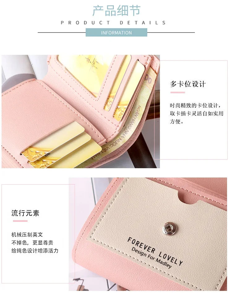 Women Wallet Small Cat Ear Cute Mini Wallet Unique Design Ladies Contrasting Metal Buckle Small Coin Purse Portable Purse New