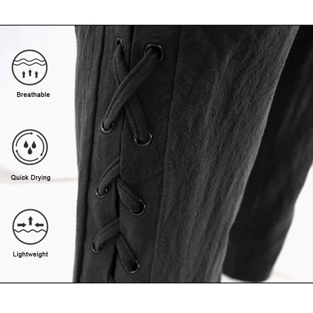 Pantalon de pirate Viking Costume pour hommes Pantalon médiéval Renaissance Short à cordon Costume d'Halloween Cosplay adulte