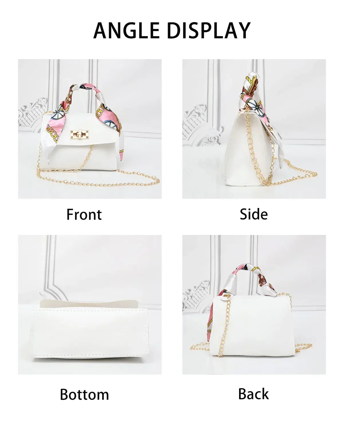 Women Fashion Simplicity Solid Color Handbag Niche Design Silk Scarf Mini Chain Single Shoulder Crossbody Bag Bandolera