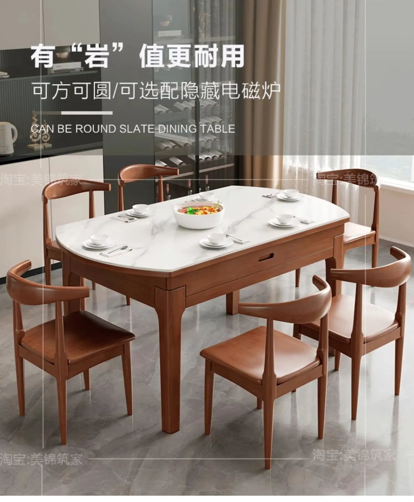 Extendable Dining Table Sets Chairs Cabinets for Living Room Glass Garden Furniture Portable Folding Comedores 4 Sillas Ofertas