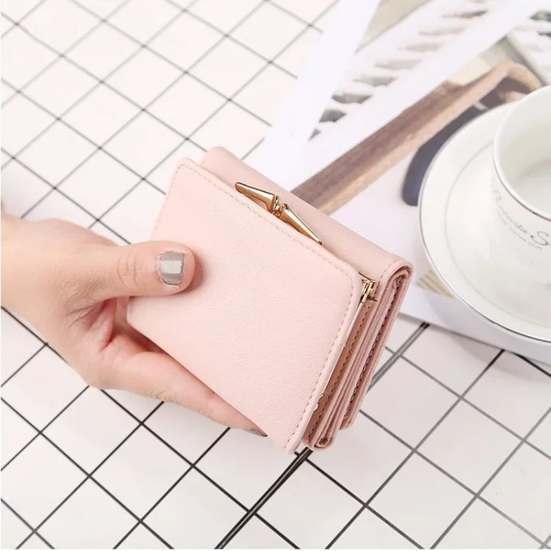 New Fashion Purse Female Short Version of Students Fresh Folding Mini Metal Wallet Cute Purse Lady Coin Purse for Female Lovely