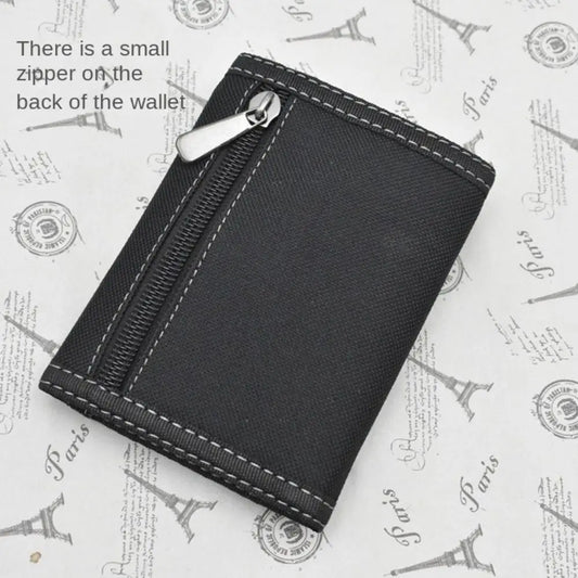 Black Men's Short Wallet Touch Fastener Leisure Male Coin Pocket Multi-position Contracted Male Oxford Cloth Purse Daily Use