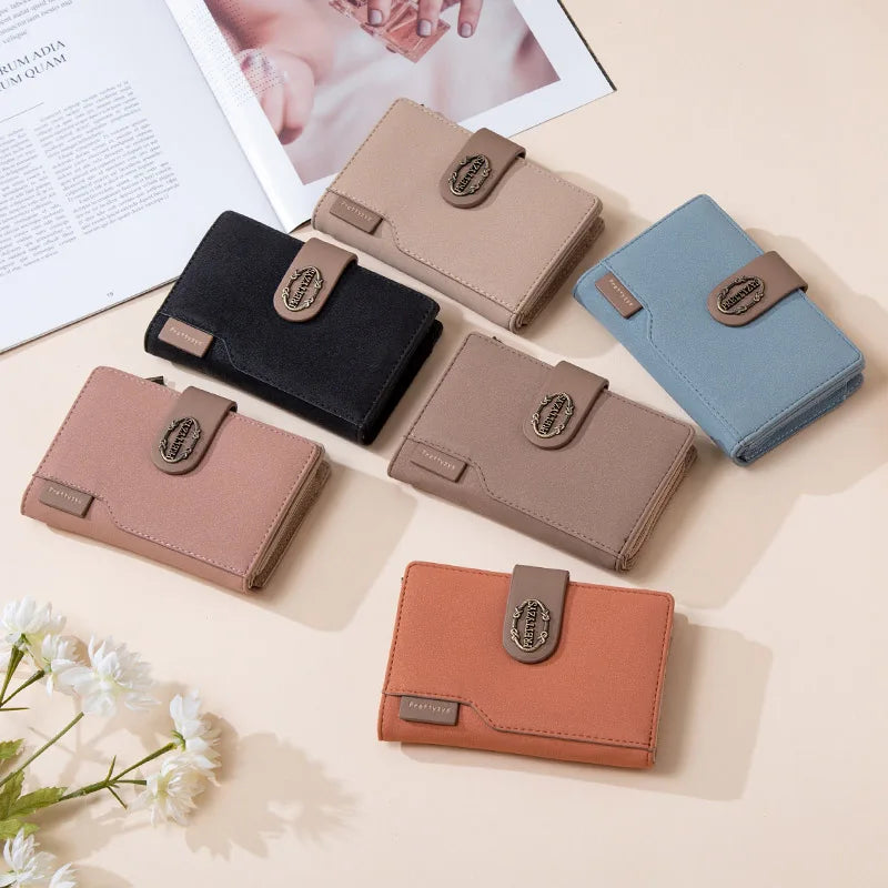 Nubuck Leather Wallet Women Medium Design Purse Card Holder Women Clutches Money Bags Wallets Ladies Vintage Brand Wallets