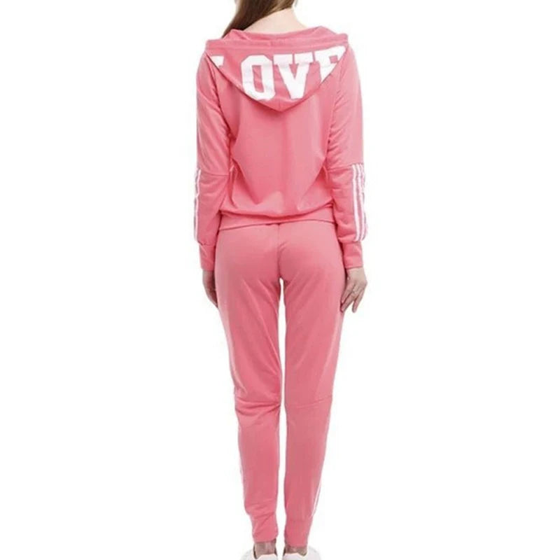 2024 Fashions Women's Zipper Sports Jogging Suit Three Stripe Letter Hoodie+Pants Two Piece Sets Sports High Waist Gym Tracksuit