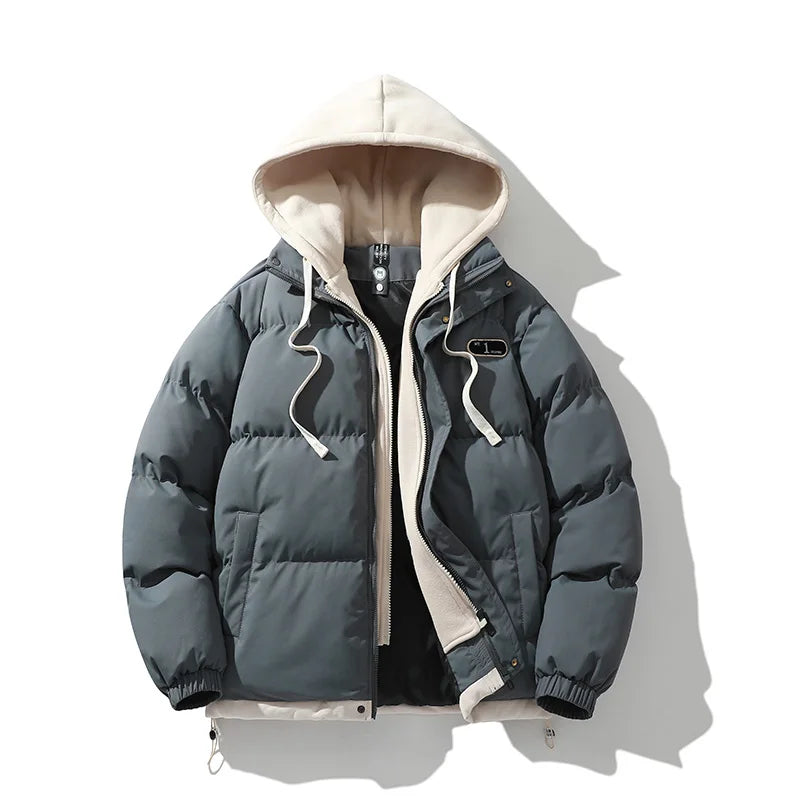 Veste chaude d'automne et d'hiver 2024, mode décontractée 2 en 1, manteau coupe-vent à capuche en coton pour vélo, coupe-vent d'extérieur pour couple simple