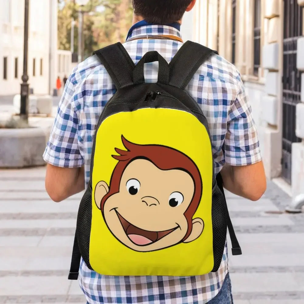 Customized Curious George Backpacks Women Men Casual Bookbag for School College Monkey Bags