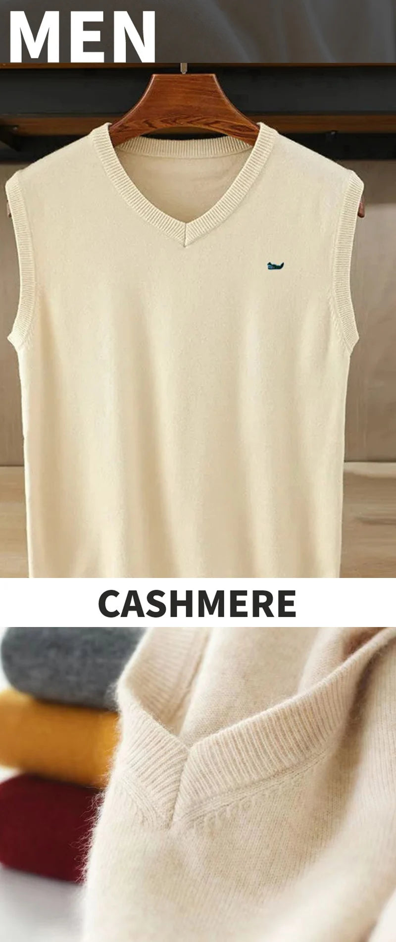 Cashmere Cotton Men's Pullover V-neck Solid Color Sweater Vests  Autumn Winter Casual Wool Sweater For Homme M-5XL