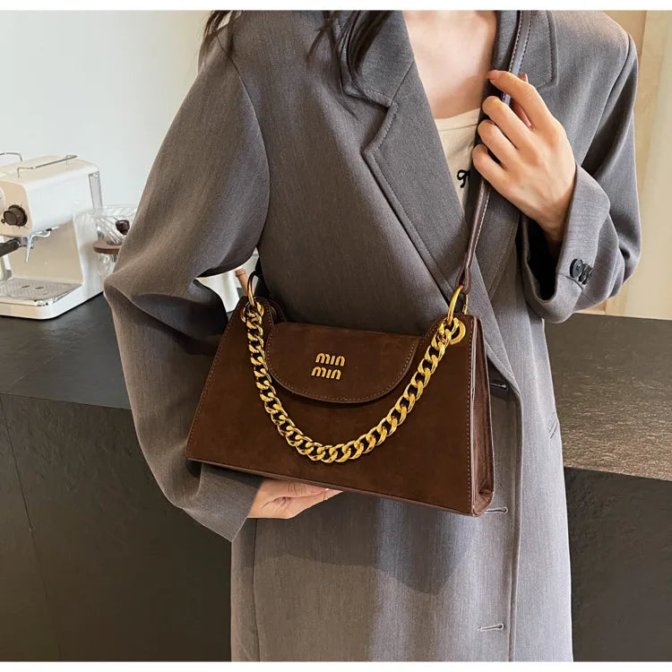 Metal Letter Designer Brand Handbags Top Handle Luxury Shoulder Bags Solid Color Elegant Crossbody Bags Fashion Bags For Women