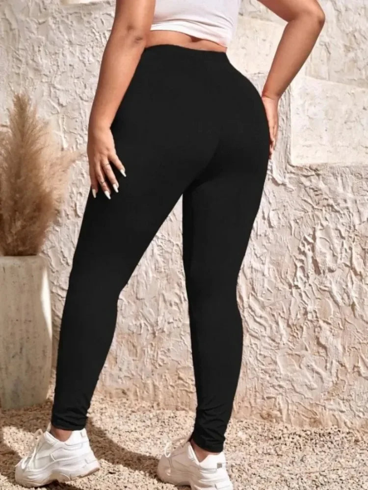 Women's XL-5XL Plus  Size Casual High-waist Stretch Leggings Solid Color Tight Leggings Go with Commuter Skinny Slim Leggings