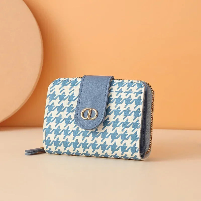 Light Luxury Women Short Wallet Buckle Zipper PU Leather Coin Purse Multi Card Anti Demagnetization Large Capacity Small Wallet