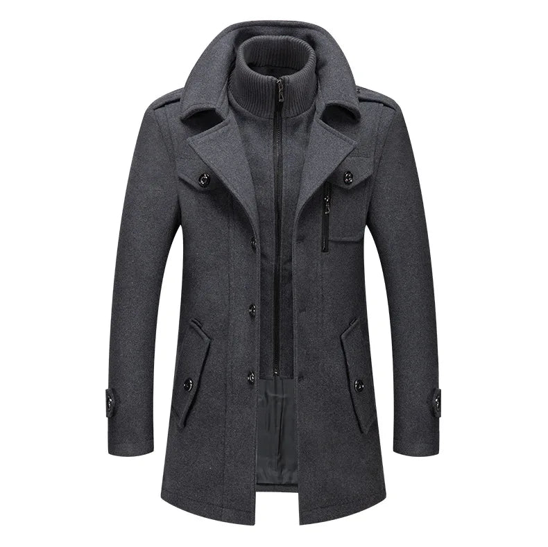 Men's Fashion Warm Autumn&Winter Jackets Trench Herrenmantel Coat for Men Double Collar Coat Jackets Mens Windproof Coats