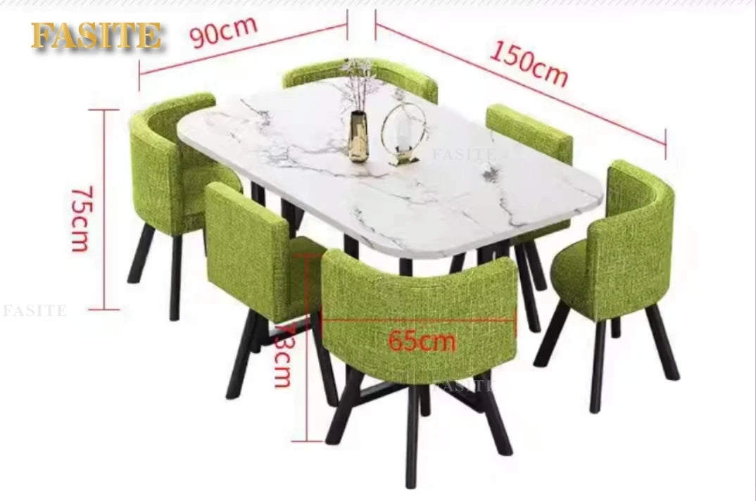 New 2024 Modern Rectangular Negotiation Table and Chair Combination Scandinavian Conference Table Living Room Set with 6 Chairs