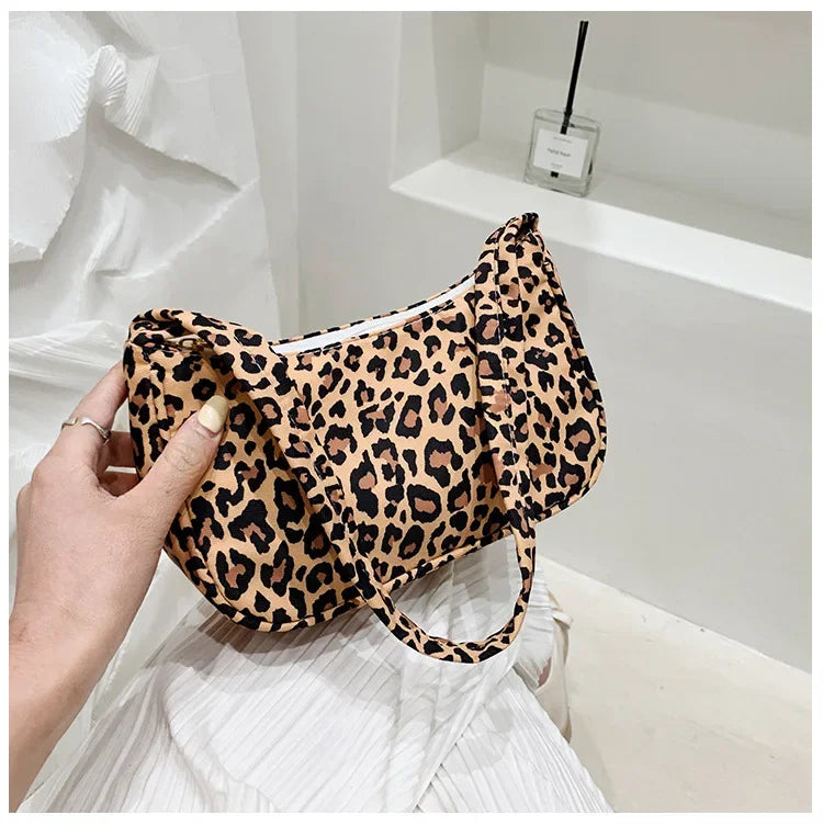 Women Shoulder Bag Fashion Animal Pattern Print Bag Casual Nylon Butterfly Leopard Zebra Cow Print Women Handbag Underarm Bags