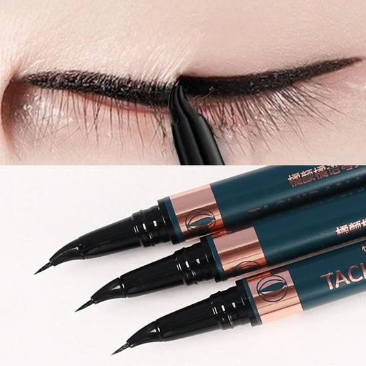 قلم تحديد العيون Bend Headed Tattoo Liner 48h Liquid Pen Ultra Thin Waterproof Eyeliner Long-lasting Outline Shadow Lying Silkworm Eyeliner