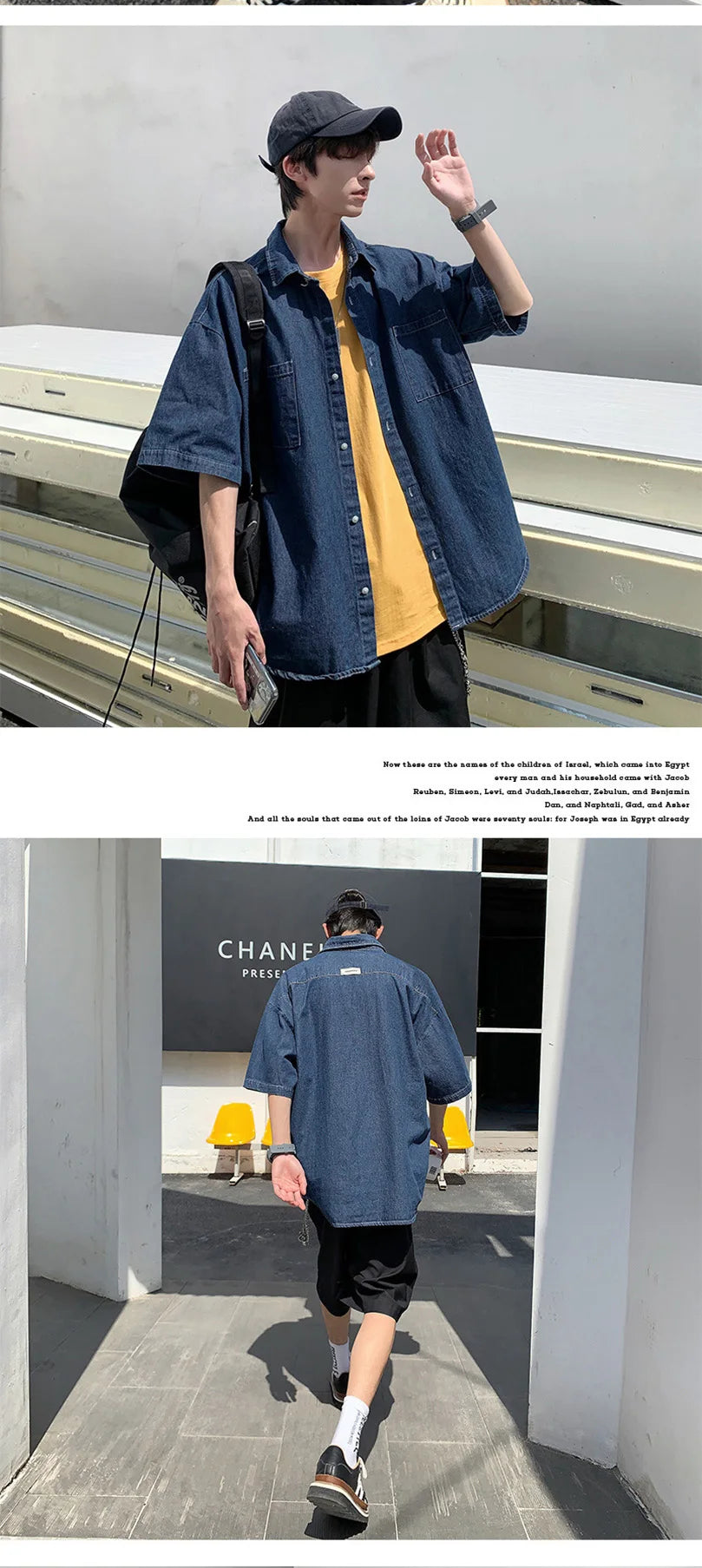 Summer Brand Denim Shirt Men Short Sleeve Cargo Shirt Coat Loose University Handsome Top Clothes 2023 Cowboy Oversize