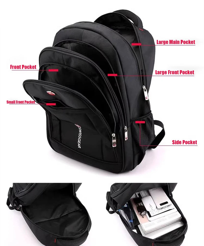 SWISSGEAR Men Laptop Backpack 17 Inch Fashion Business Backpack School Waterproof Large Capacity Bag Mochilas Back Pack