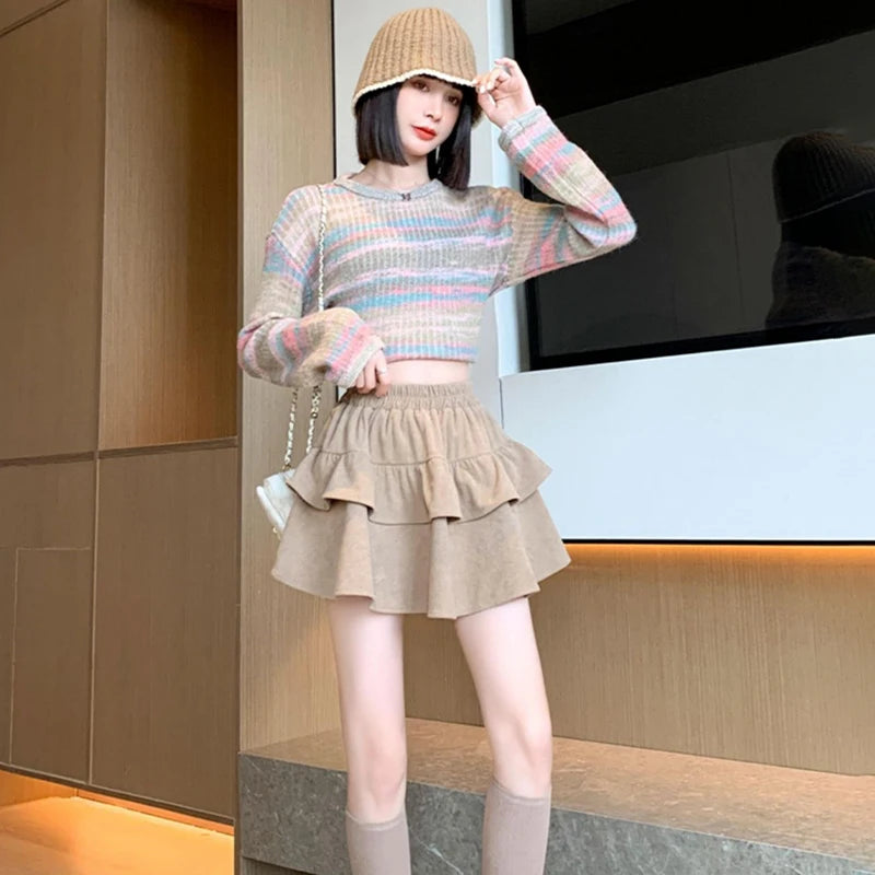 High Waisted Short Skirt Half Body Spring And Autumn Women's Cake Skirt 2024 New A-line Skirts Fashionable Pleated Skirts