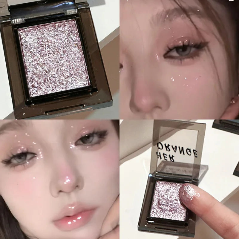 Palette de fards à paupières fumés pailletés Punk Black Shimmer Pink Mashed Potatoes Texture Cool Monochrome Eye Shadow Makeup Pearly Matte