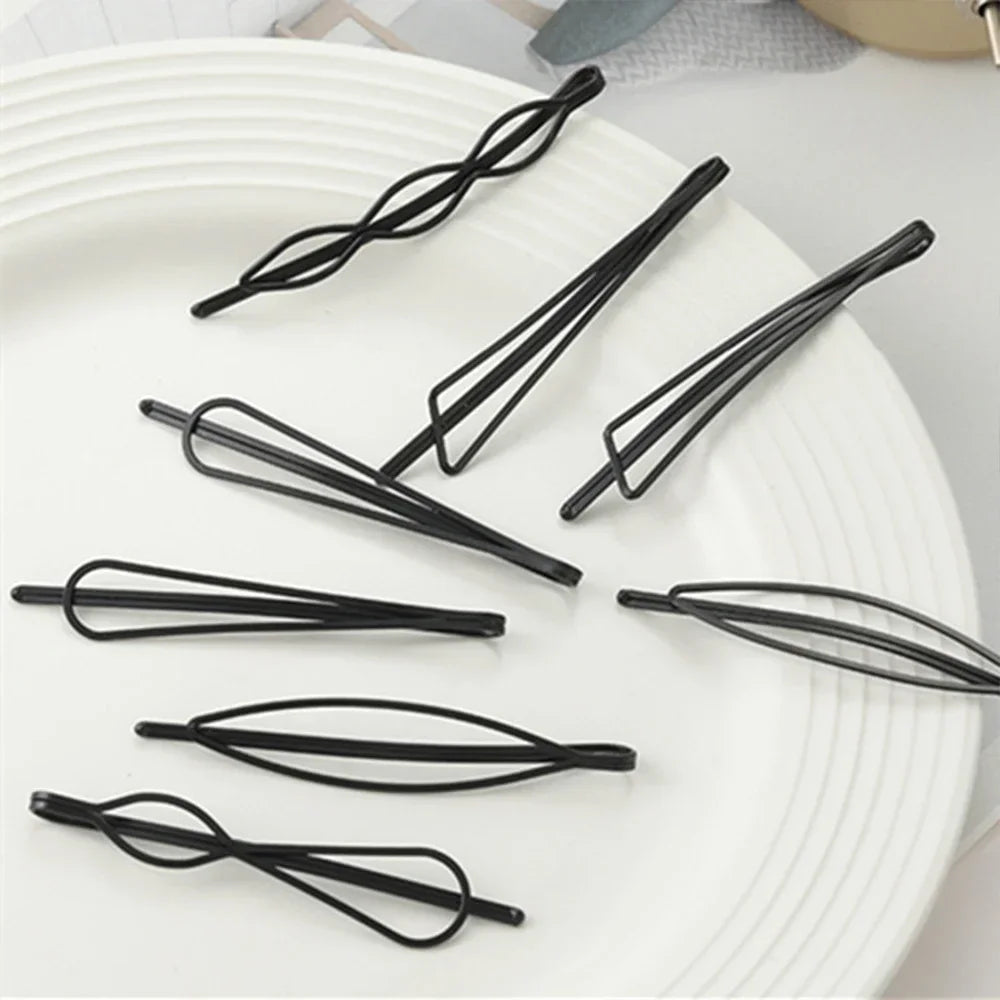 3/12Pcs Black Hair Clips Bobby Pins Wavy Fashion Hairpins Metal Barrettes Invisible BB Clip Wave Hairgrip Hair Clips Accessories